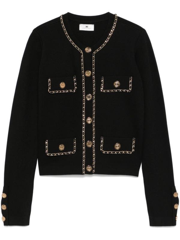 chain-detail cropped cardigan