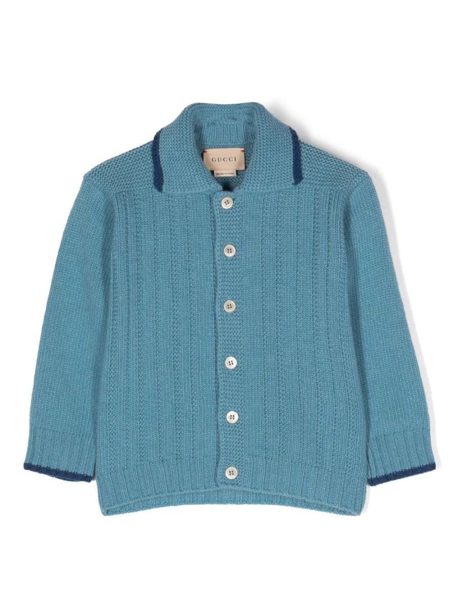 raised-logo cardigan