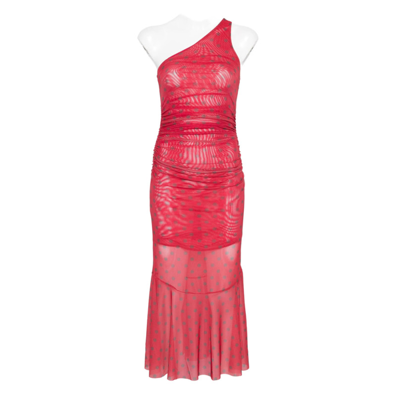 House Of Sunny Ruched Polka-dot Dress