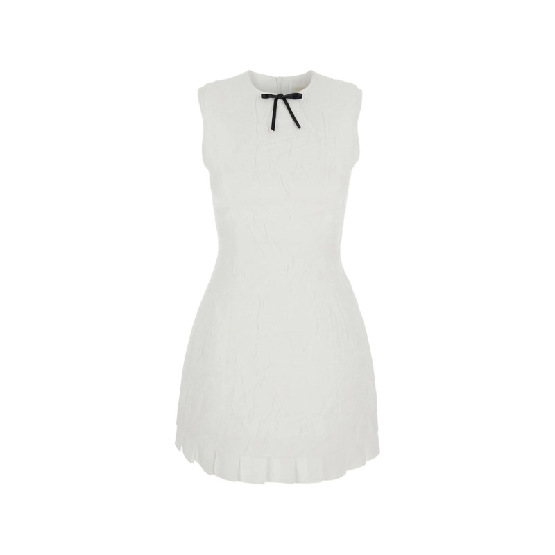 Shushu/tong Tie-detail Sleeveless Pleated Mini Dress
