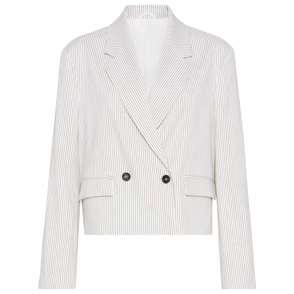 Brunello Cucinelli Striped Cropped Blazer