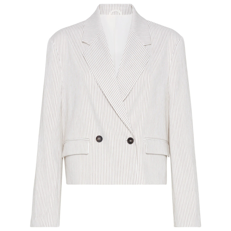 Brunello Cucinelli Striped Cropped Blazer