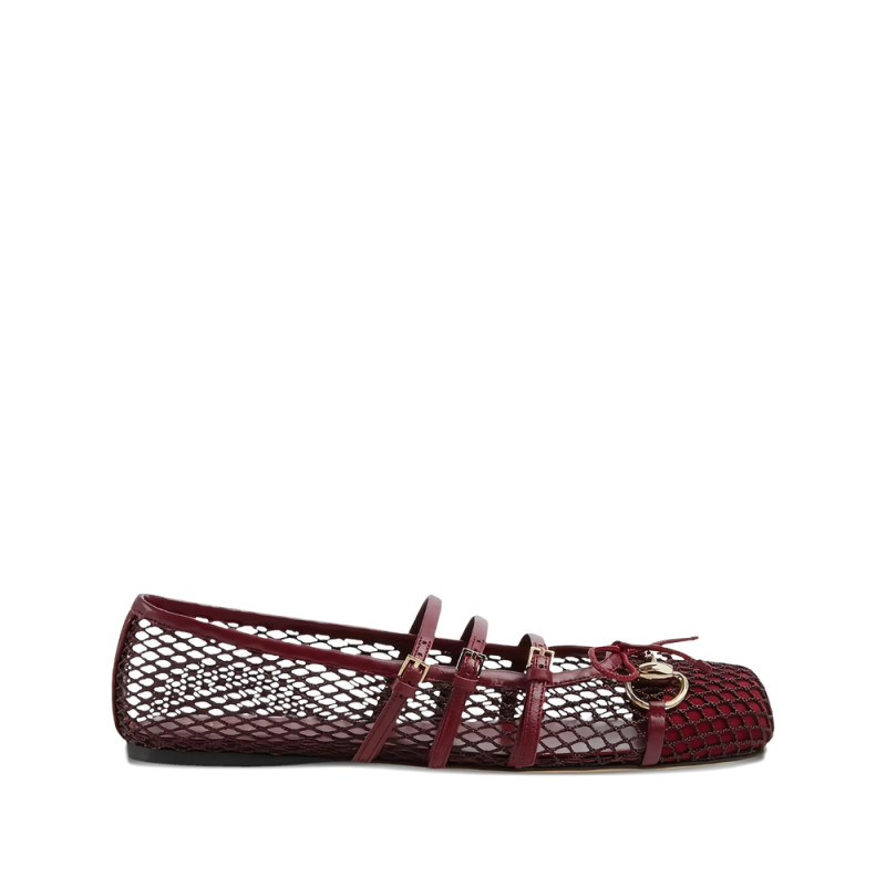 Gucci Mesh-panel Buckle Ballet Flats