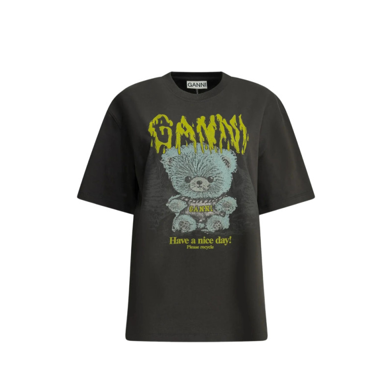 Ganni HEAVY COTTON JERSEY FOREST TEDDY