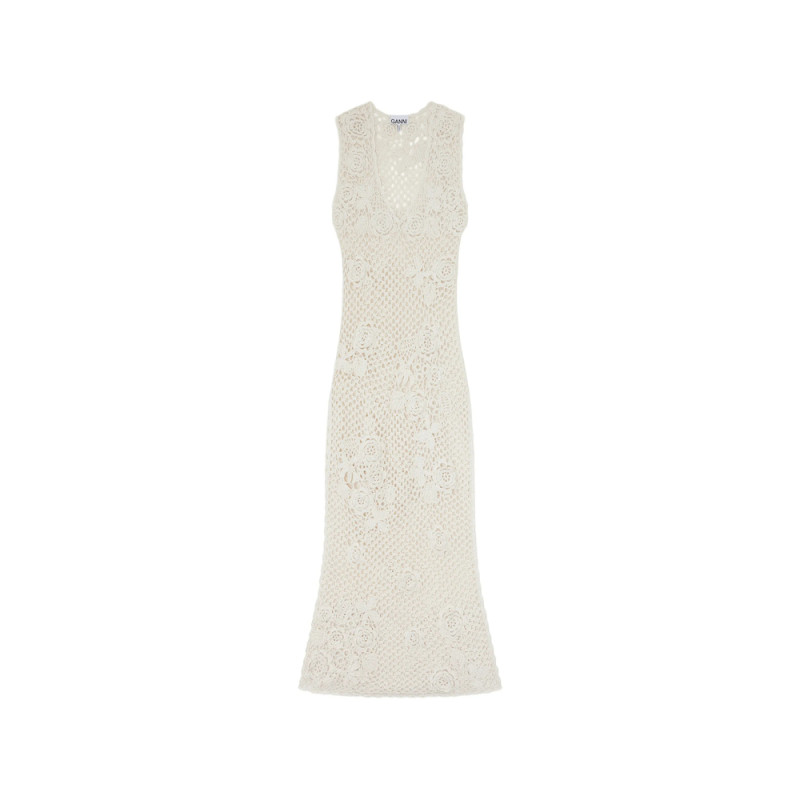 Ganni Floral Crocheted Midi Dress