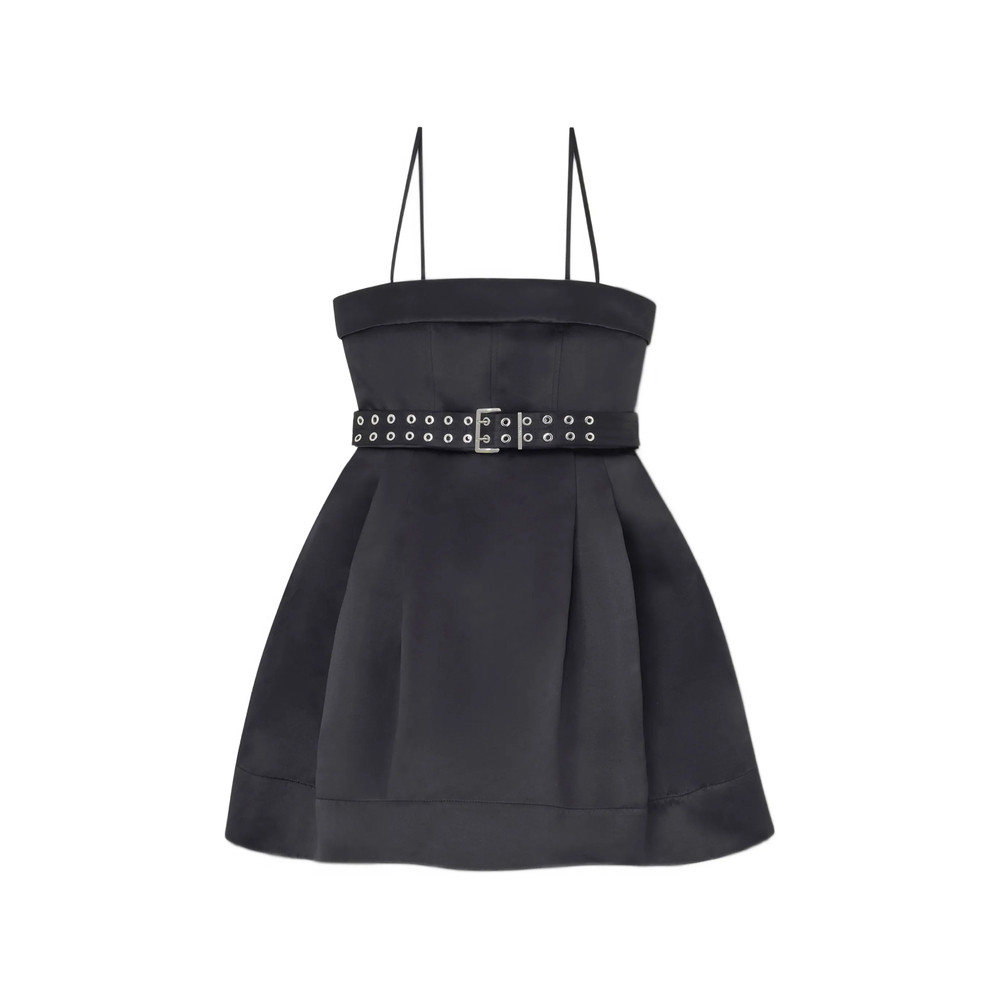 Ganni Belted Spaghetti-strap Mini Dress