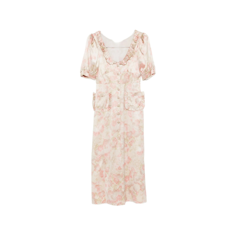 Alessandra Rich Ruffled Floral-print Silk Midi Dress