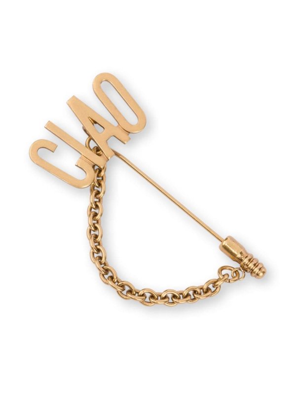 Ciao chain-detail brooch