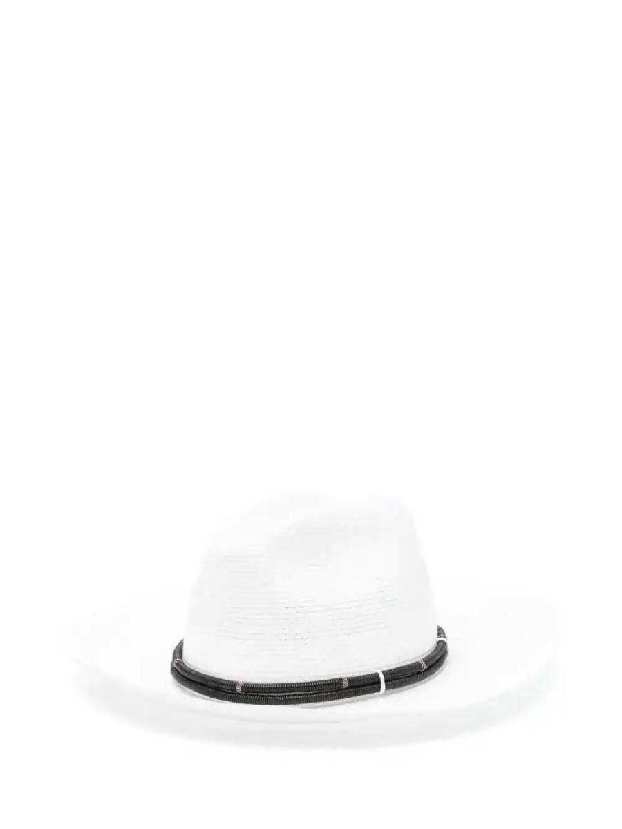 leather band-embellished fedora