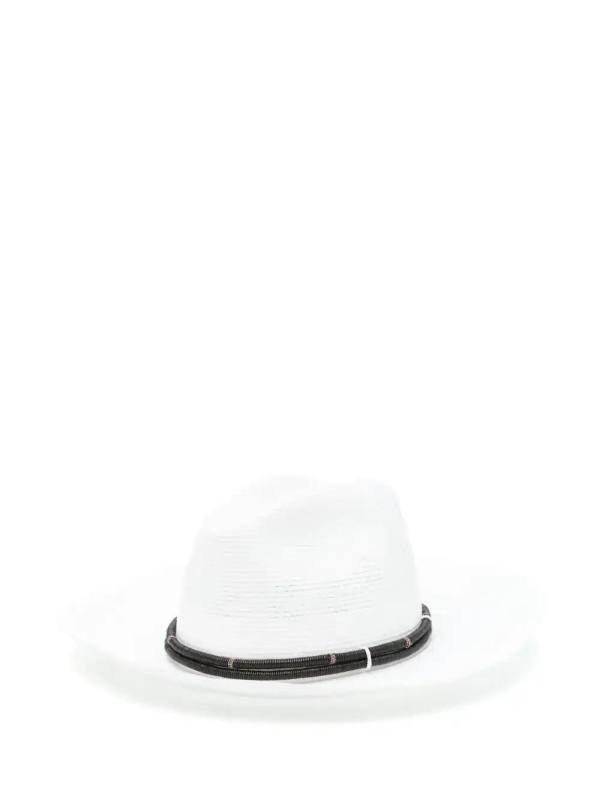 leather band-embellished fedora