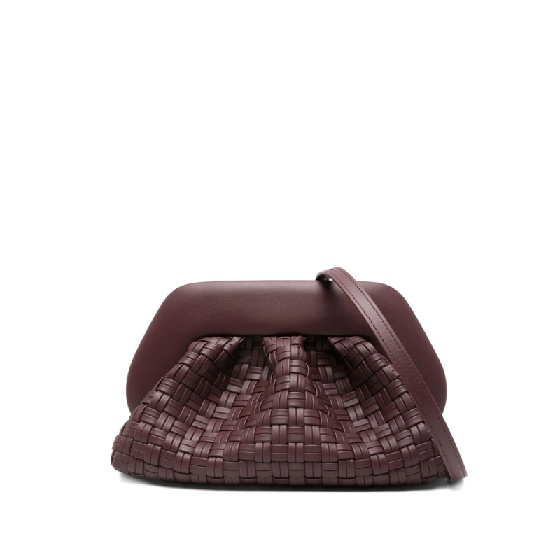 The-moirè Gathered-detail Woven Clutch