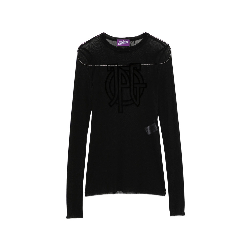Jean Paul Gaultier Flocked-logo Sheer Top