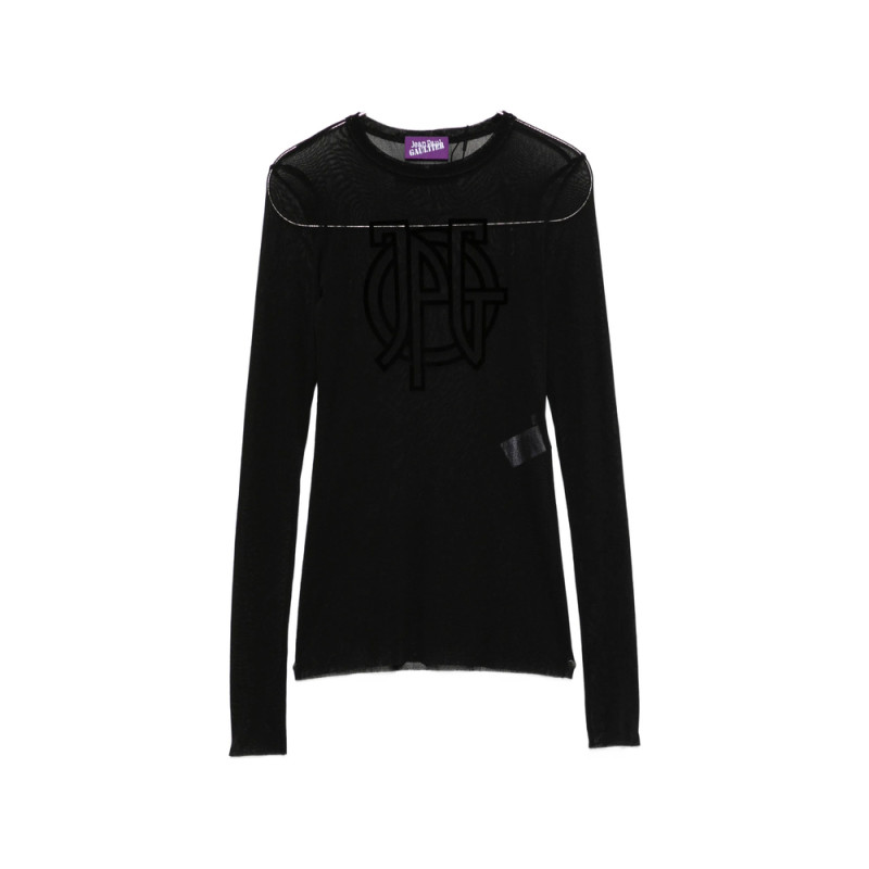 Jean Paul Gaultier Flocked-logo Sheer Top