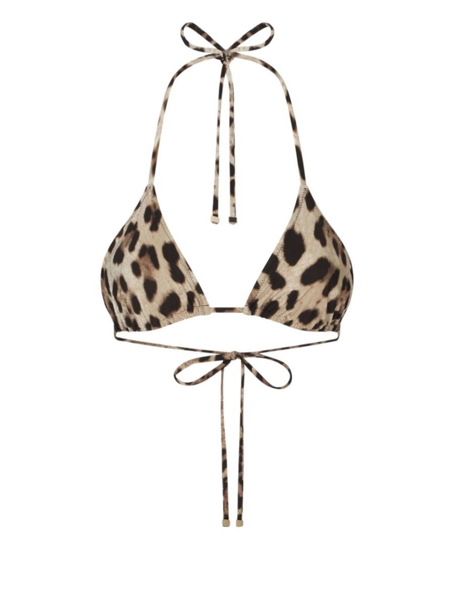 leopard-print triangle-cup bikini top