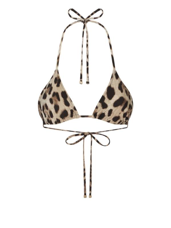 leopard-print triangle-cup bikini top