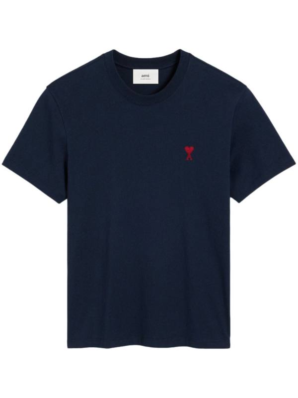 embroidered logo ribbed neck t-shirt