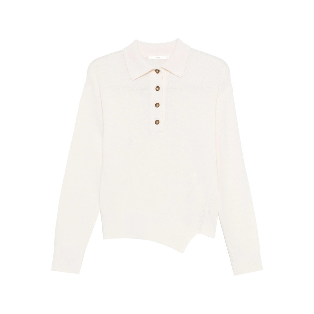 3311 Buttoned Asymmetric Knitted Top