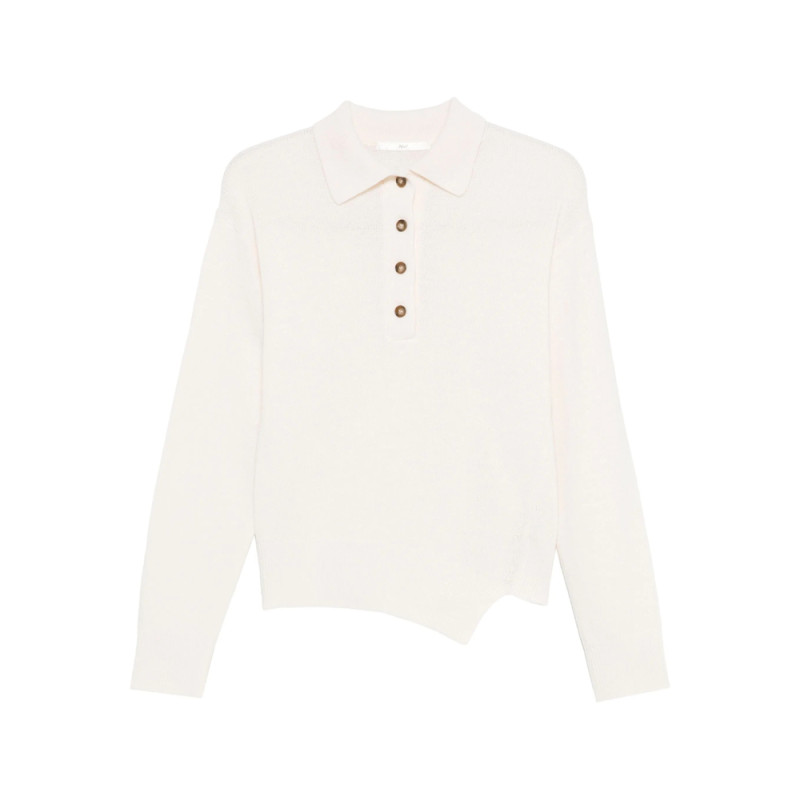 3311 Buttoned Asymmetric Knitted Top