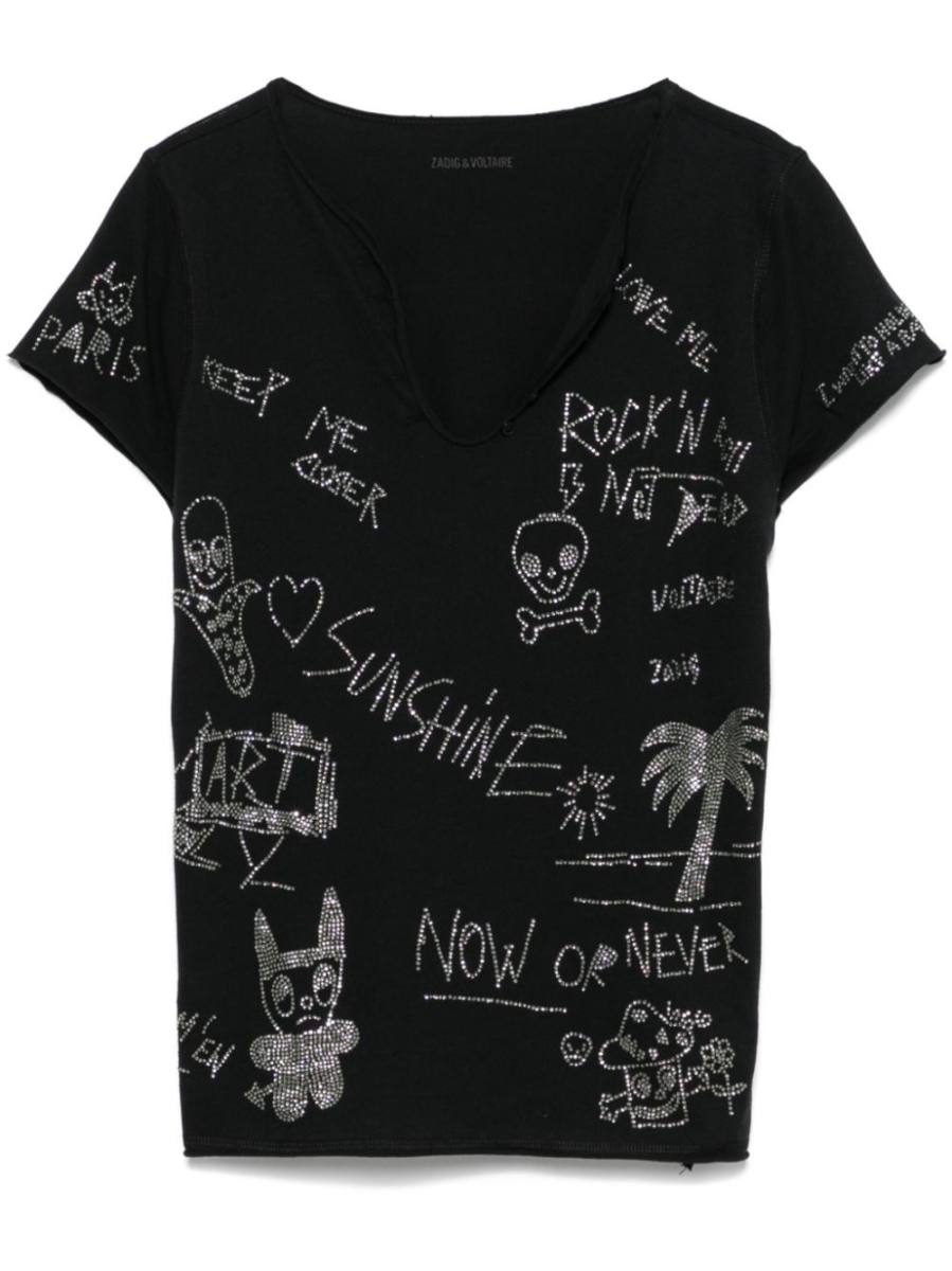 crystal-embellished T-shirt