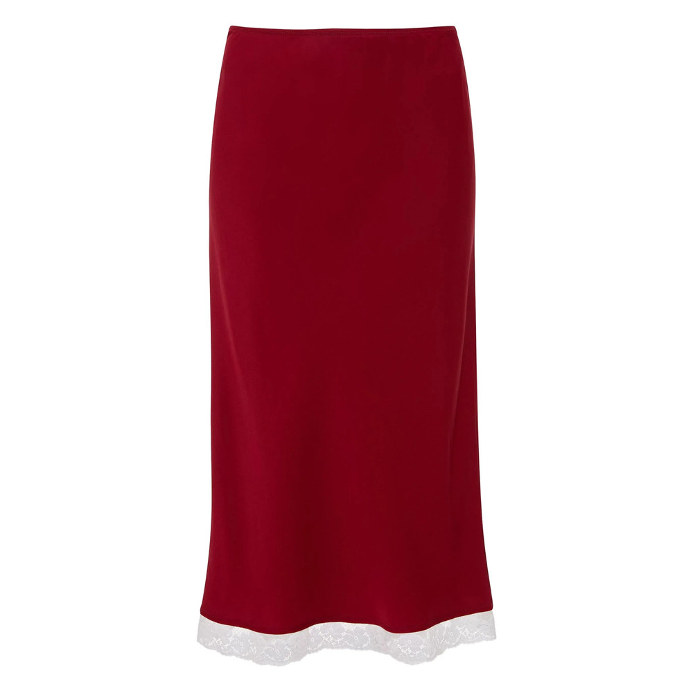 Victoria Beckham Lace Trim Slip Midi Skirt