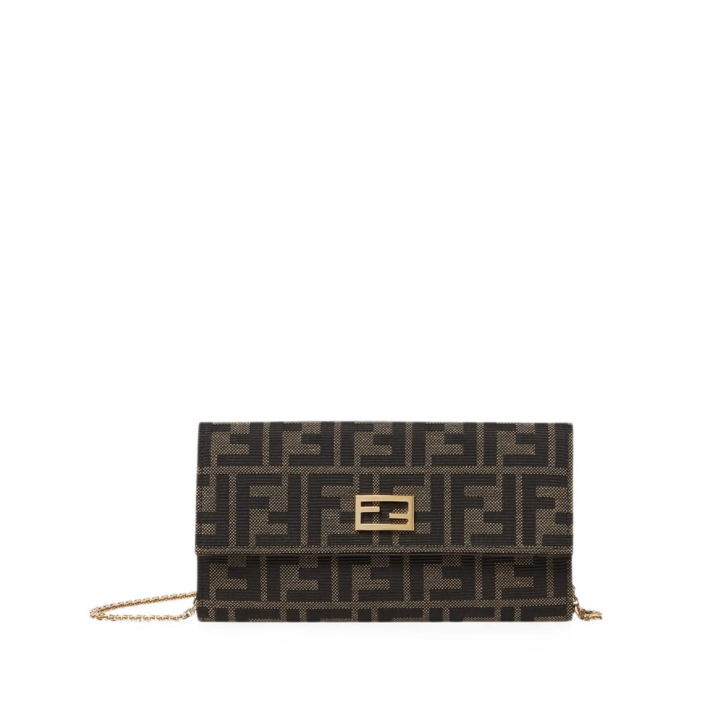 Fendi Tube Continental Logo Chain Wallet