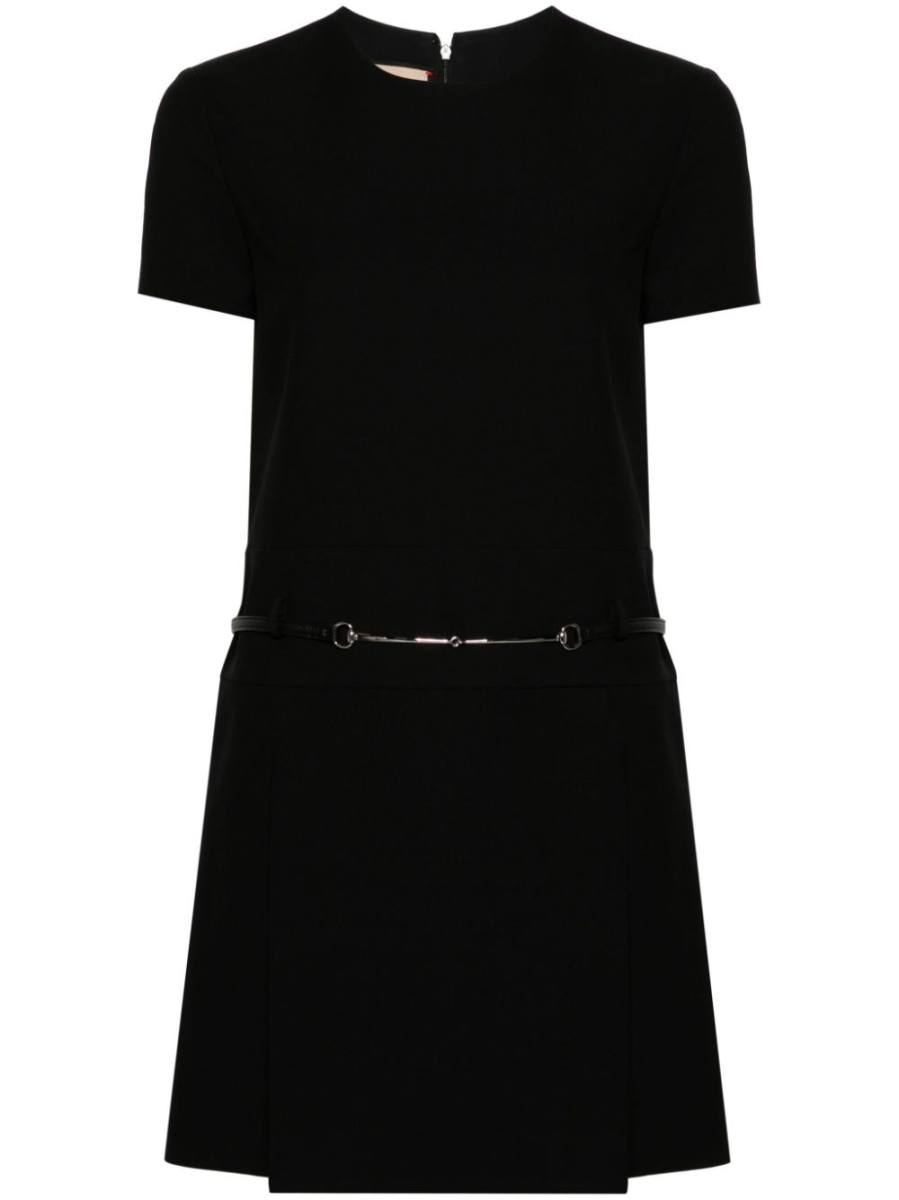 Horsebit-detail wool minidress