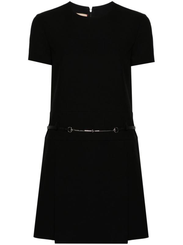 Horsebit-detail wool minidress