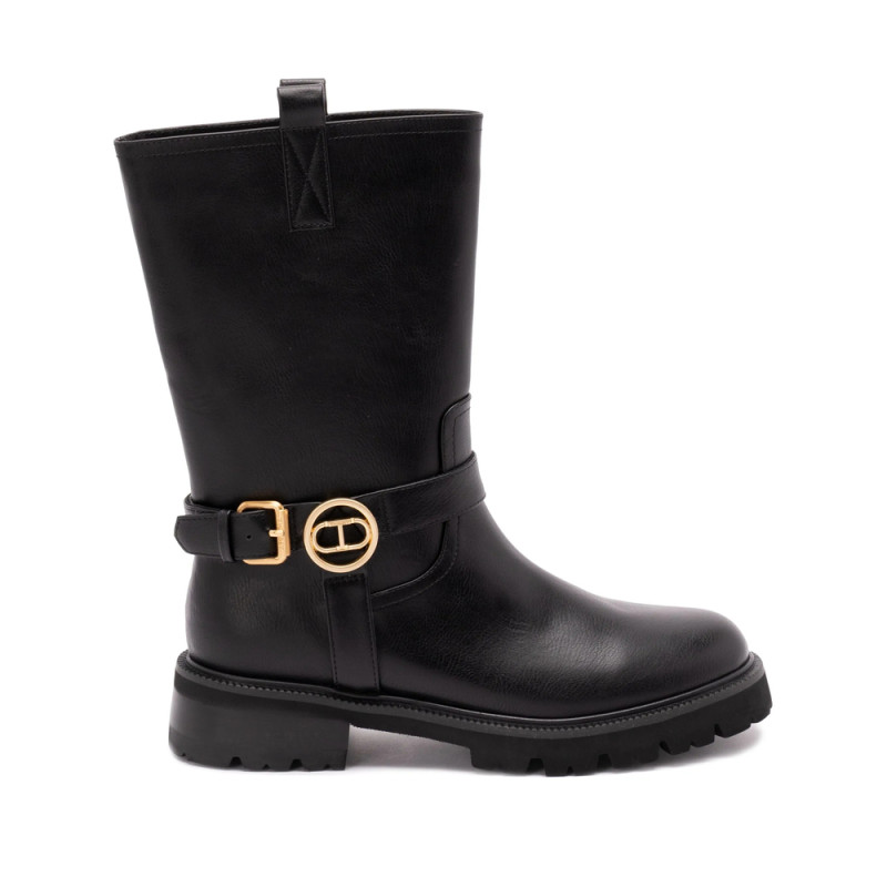 Twinset Buckle-embellished Leather Boots