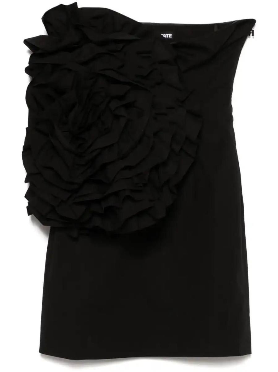 floral-appliqué mini dress