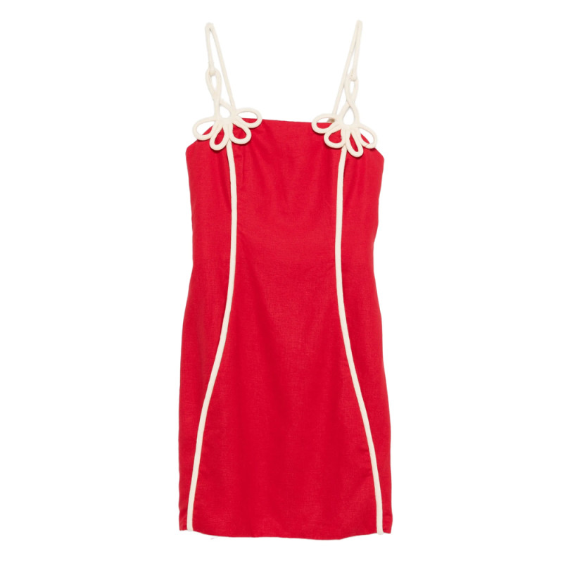 Farm Rio Flower Strap Piped Mini Dress