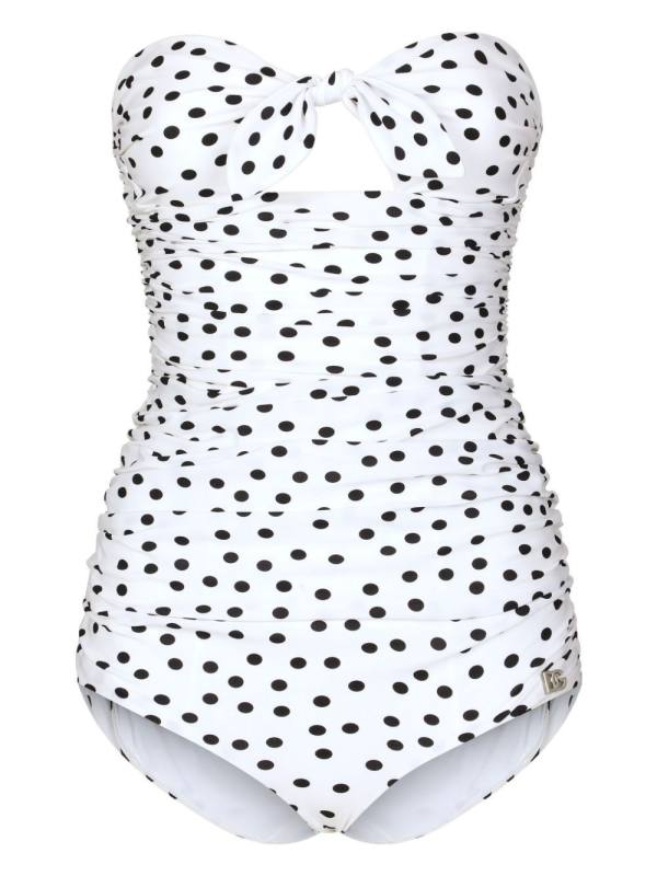 polka dot-print strapless swimsuit