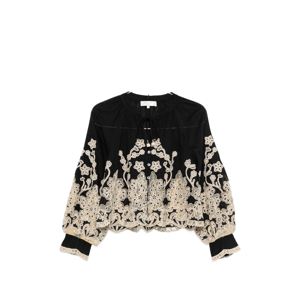 Sea Gracelyn Lace-trimmed Embroidered Blouse