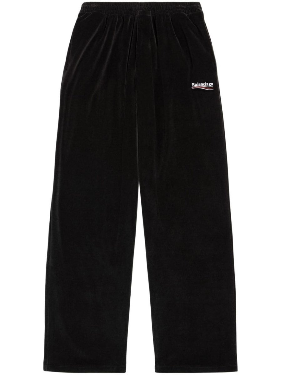 logo-embroidered velour track pants