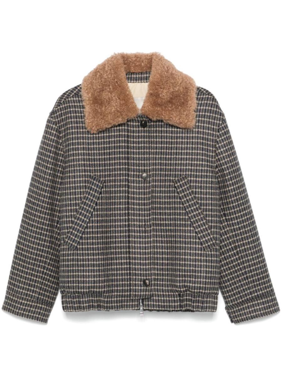 houndstooth bomber jacket