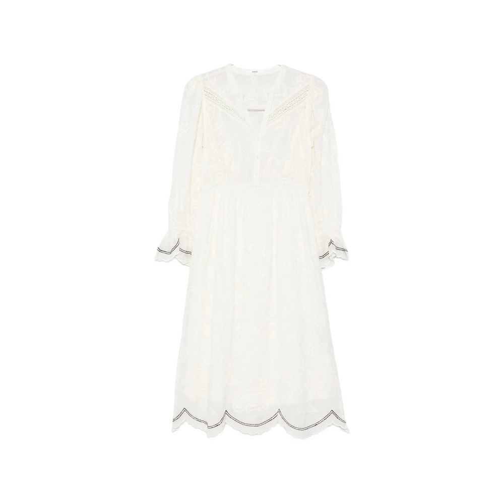 Ba & sh Robe Prisco Lace Trim Midi Dress