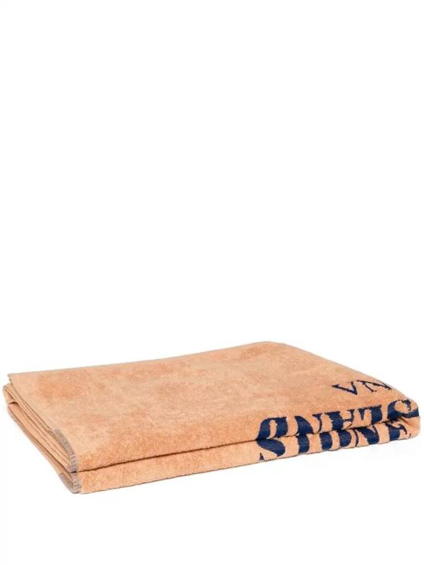 logo-embroidered beach towel