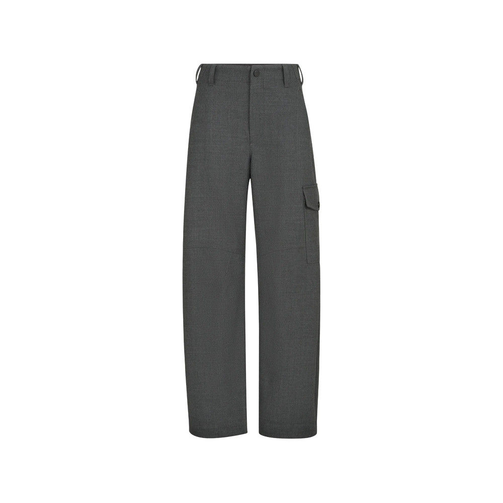 Brunello Cucinelli Virgin Wool Twill Cargo Barrel Trousers With Monili