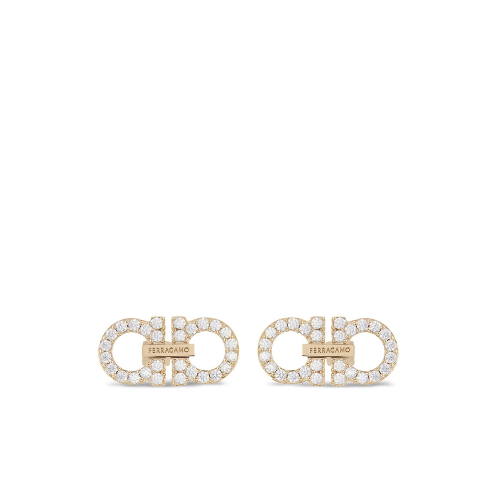 Ferragamo Double Gancini Crystal Embellished Earrings