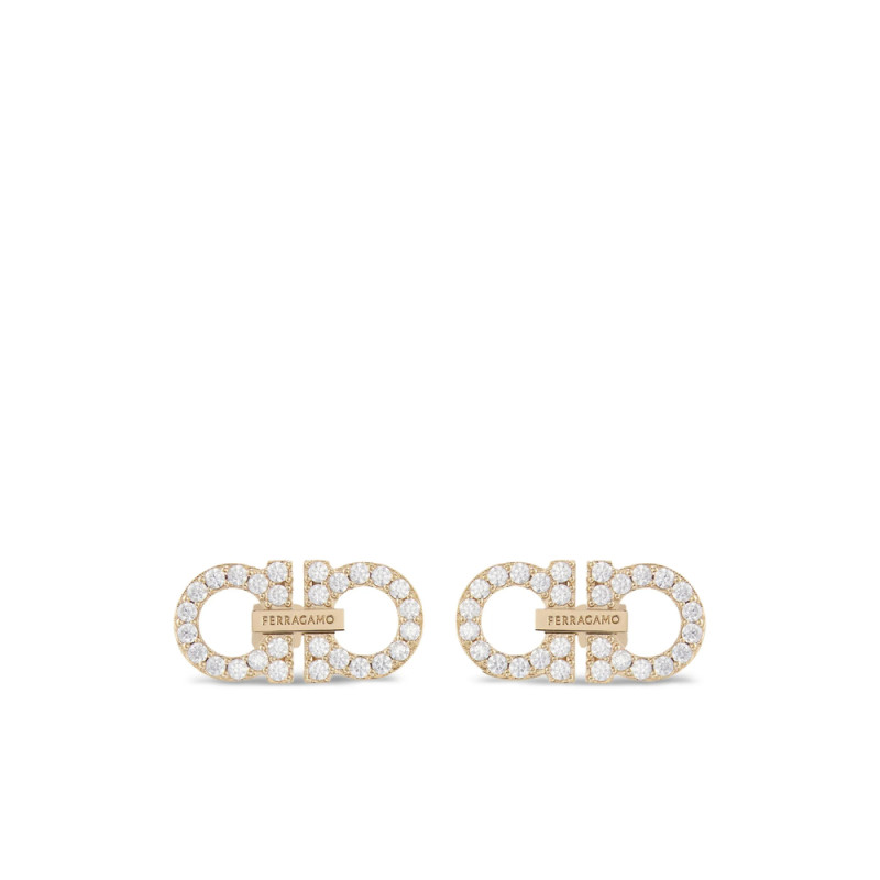 Ferragamo Double Gancini Crystal Embellished Earrings