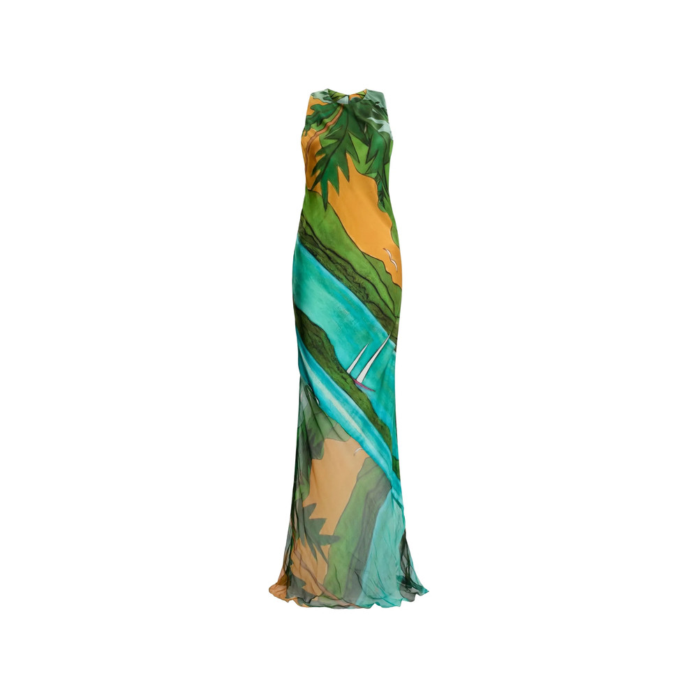 Donde Esteban Magdalena Halter-neck Maxi Dress