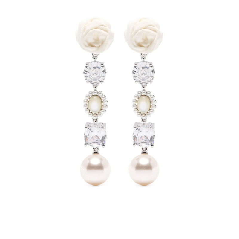 Shushu/tong Crystl-embellishment Pearl Drop Earrings