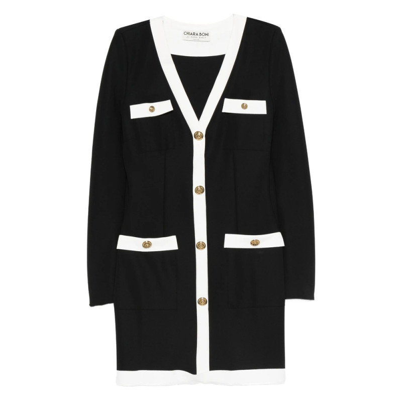 Chiara Boni Buttoned-up V-neck Dress