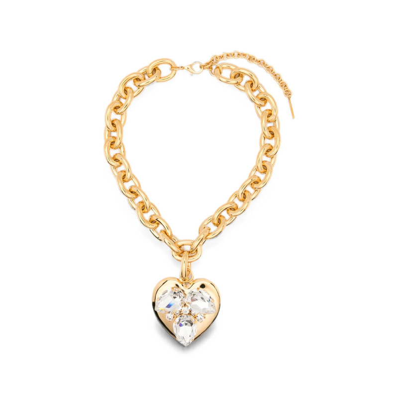 Alessandra Rich Crystal-embellished Heart-pendant Necklace