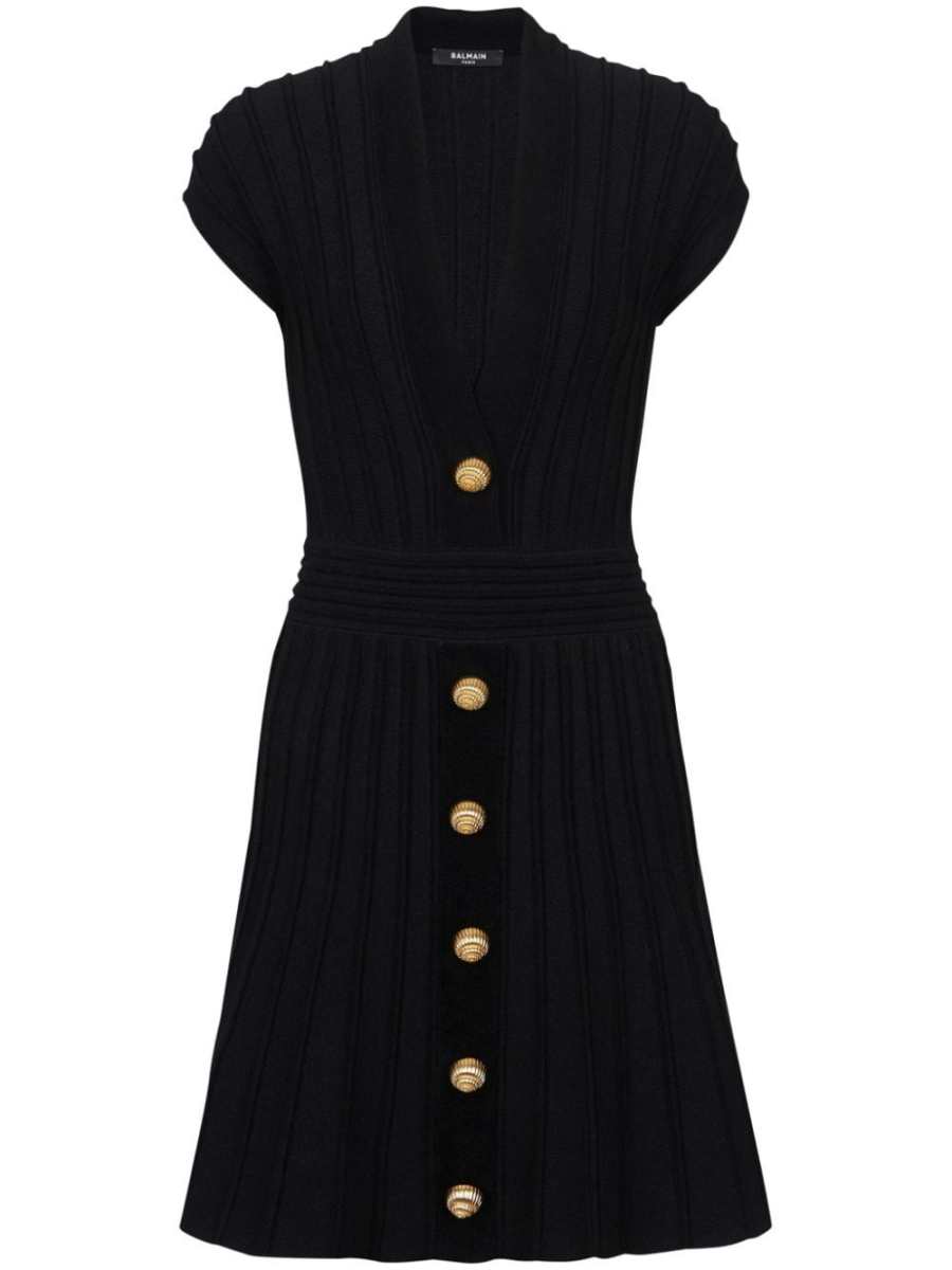 buttoned velvet mini dress