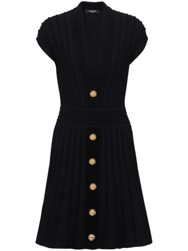 buttoned velvet mini dress