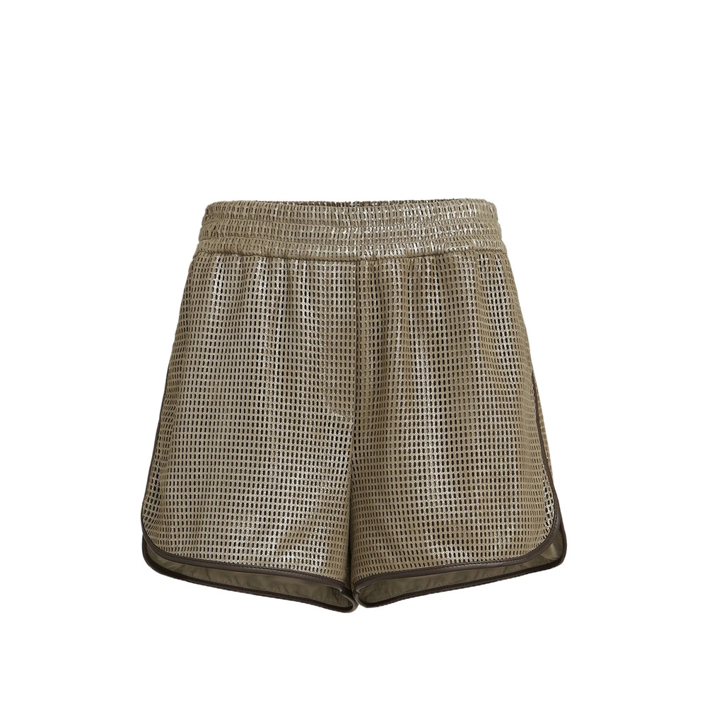 Brunello Cucinelli Sparkling Net Leather Shorts