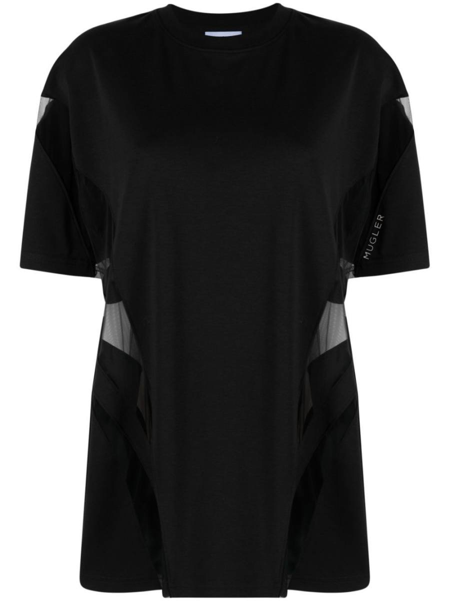 Illusion panelled cotton T-shirt