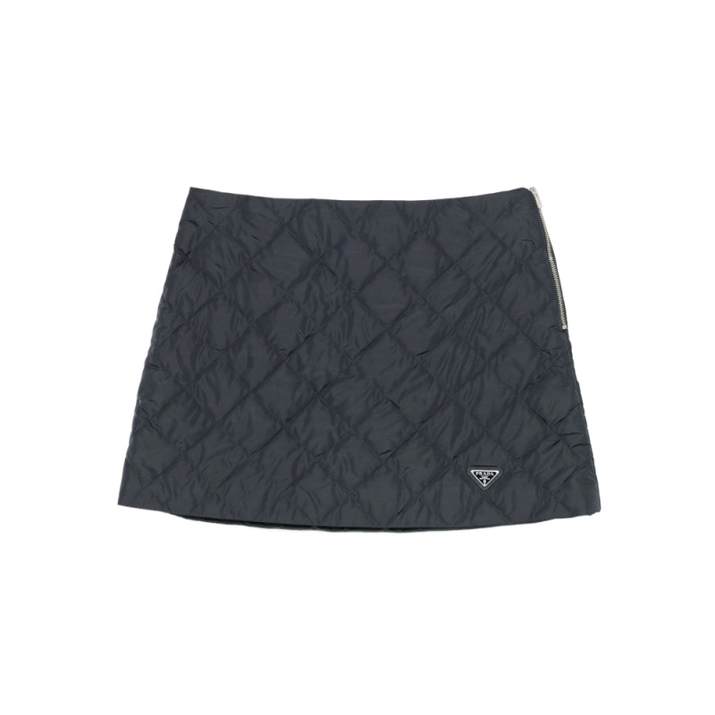 Prada Quilted Logo-plaque Mini Skirt