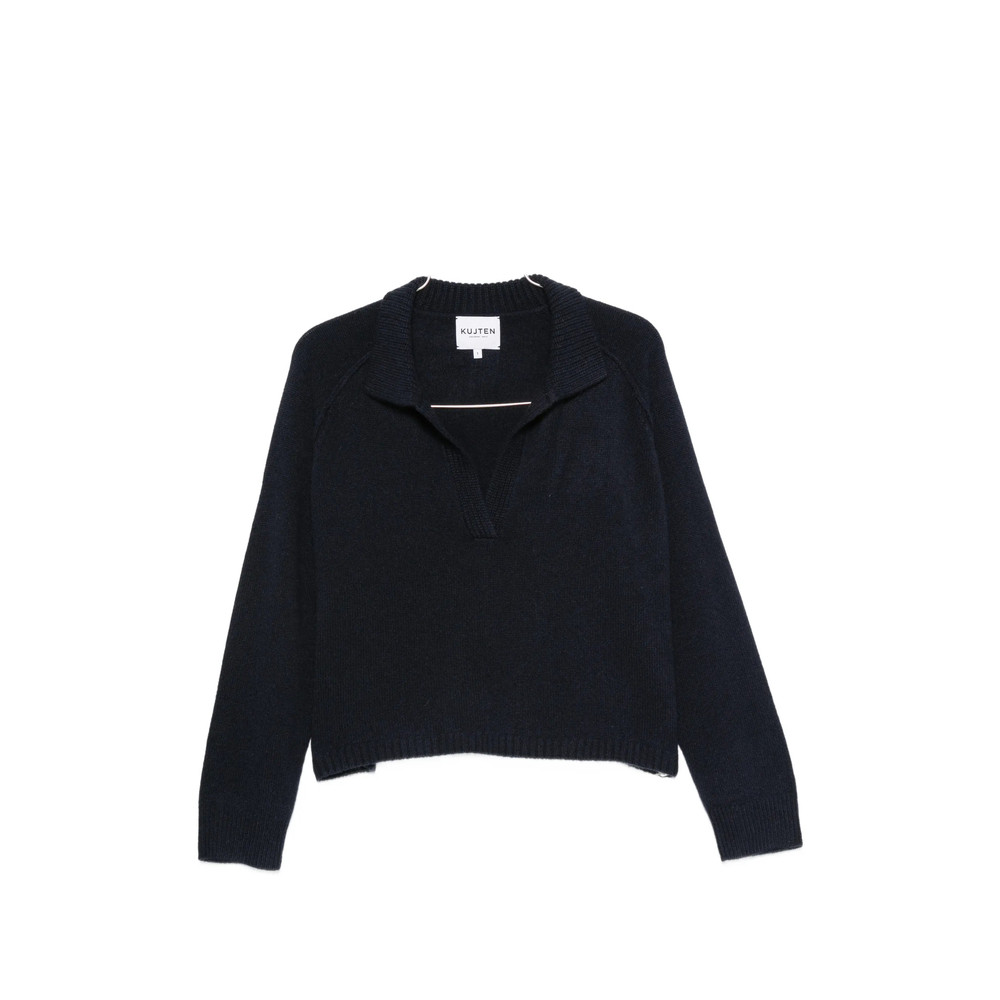 Kujten Aenora Polo-collar Raglan-sleeve Sweater