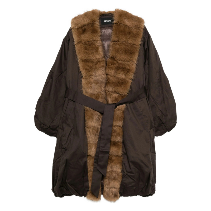 Rotate ROTATE DONATELLA FAUX FUR COLLAR COAT